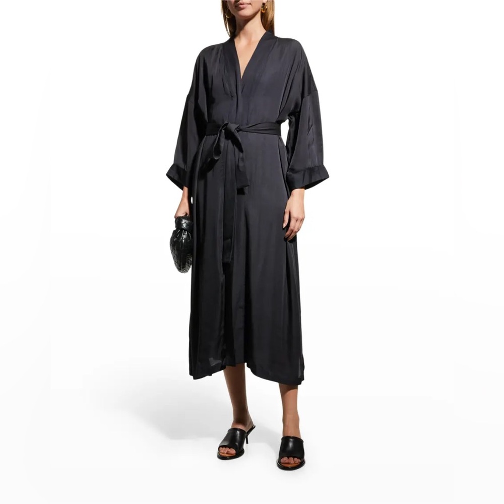 Laude the Label Eleanor Wrap Dress in Black Satin NWT, Neiman Marcus